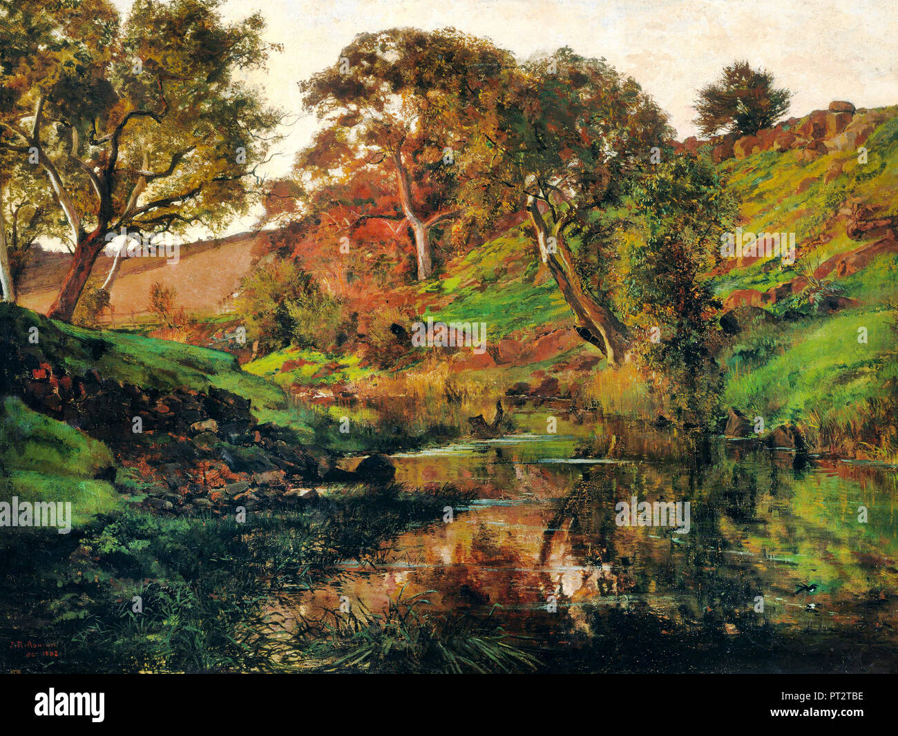 Julian Ashton, Evening, Merri Creek 1882 Oil on canvas, Art Gallery of New South Wales, Australia. Stock Photo