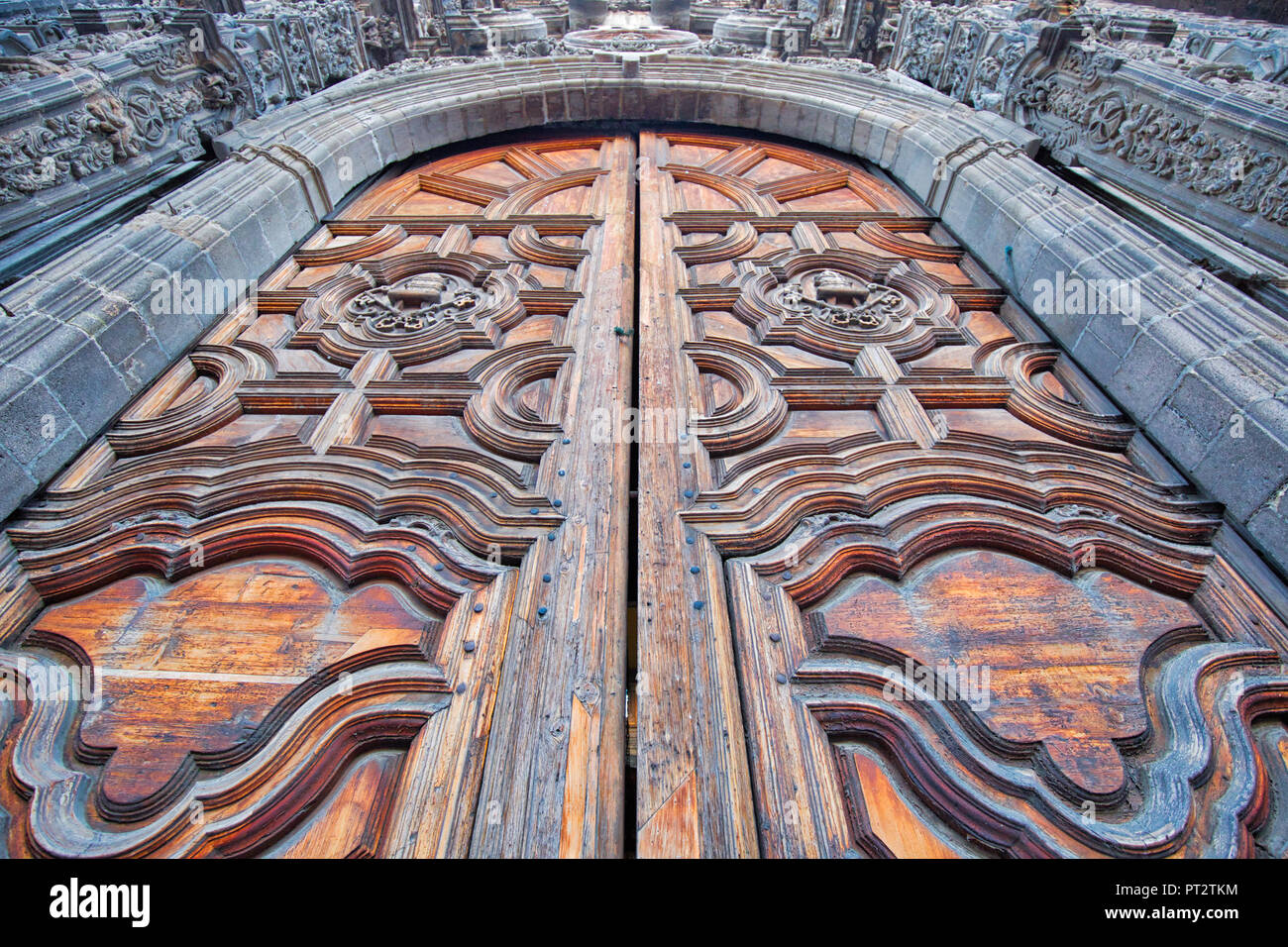 Scenic old churches in Zocalo, Mexico City Stock Photo