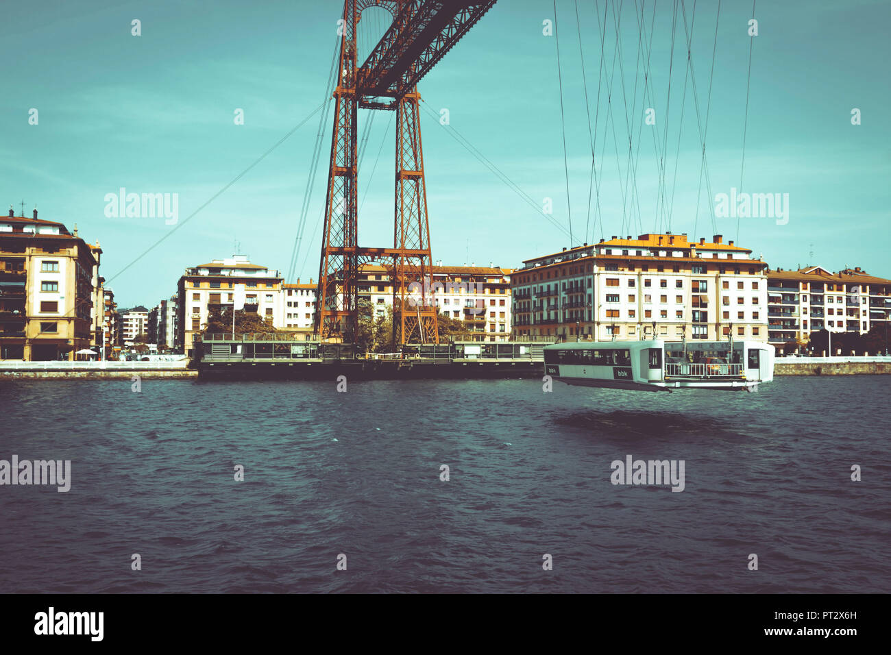 The transporter bridge near Bilbao, aerial transfer bridge, UNESCO