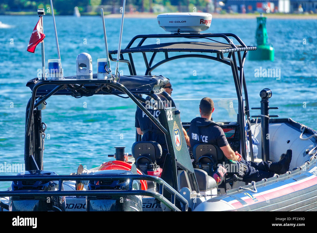 Toronto, Ontario, Canada-26 July, 2018: Toronto Marine police unit patrolling the shores of Toronto Harbor Stock Photo