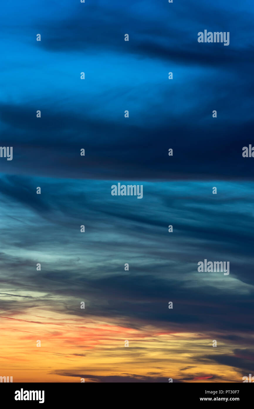 Dramatic dark clouds in the evening sky, Bavaria, Germany Stock Photo