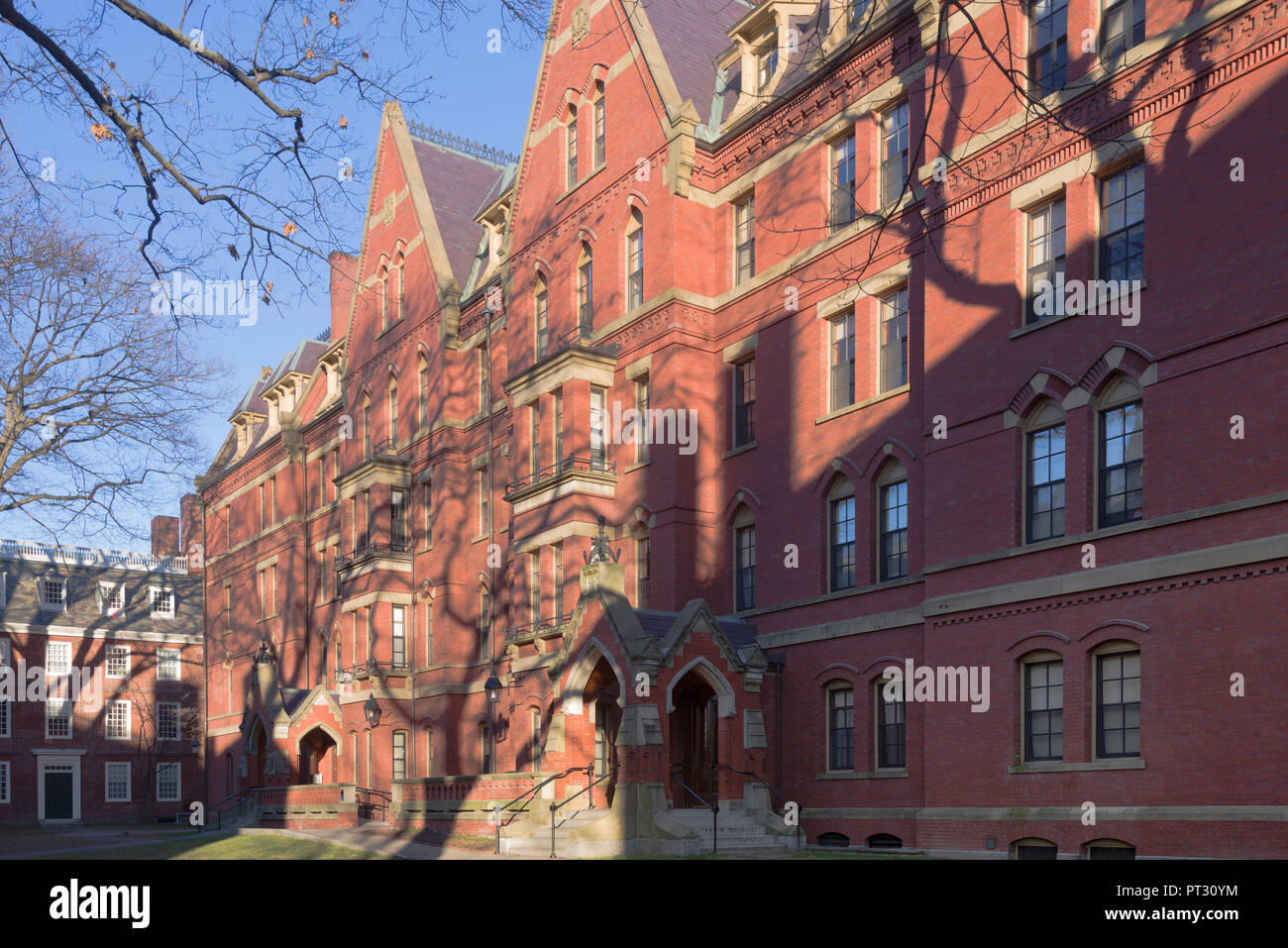 Dormitory building at Harvard University's campus in Harvard, Square