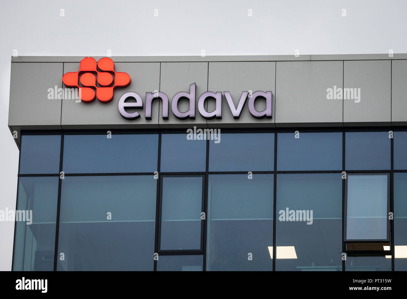 BELGRADE, SERBIA - OCTOBER 2, 2018: Endava logo on their main office for Serbia. Endava, formerly PSTech, is a UK and Serbian Software Development Com Stock Photo