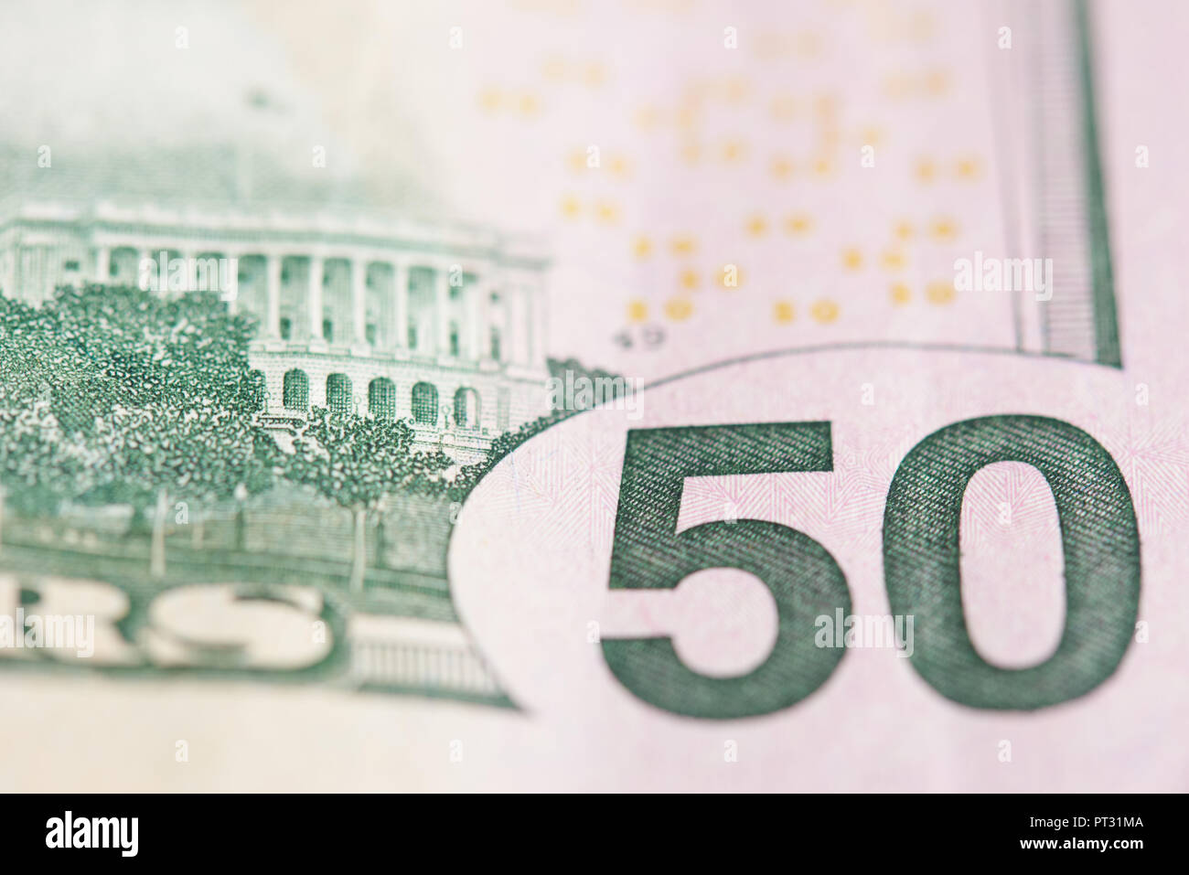 Close up of 50 dollar banknote. American money theme Stock Photo