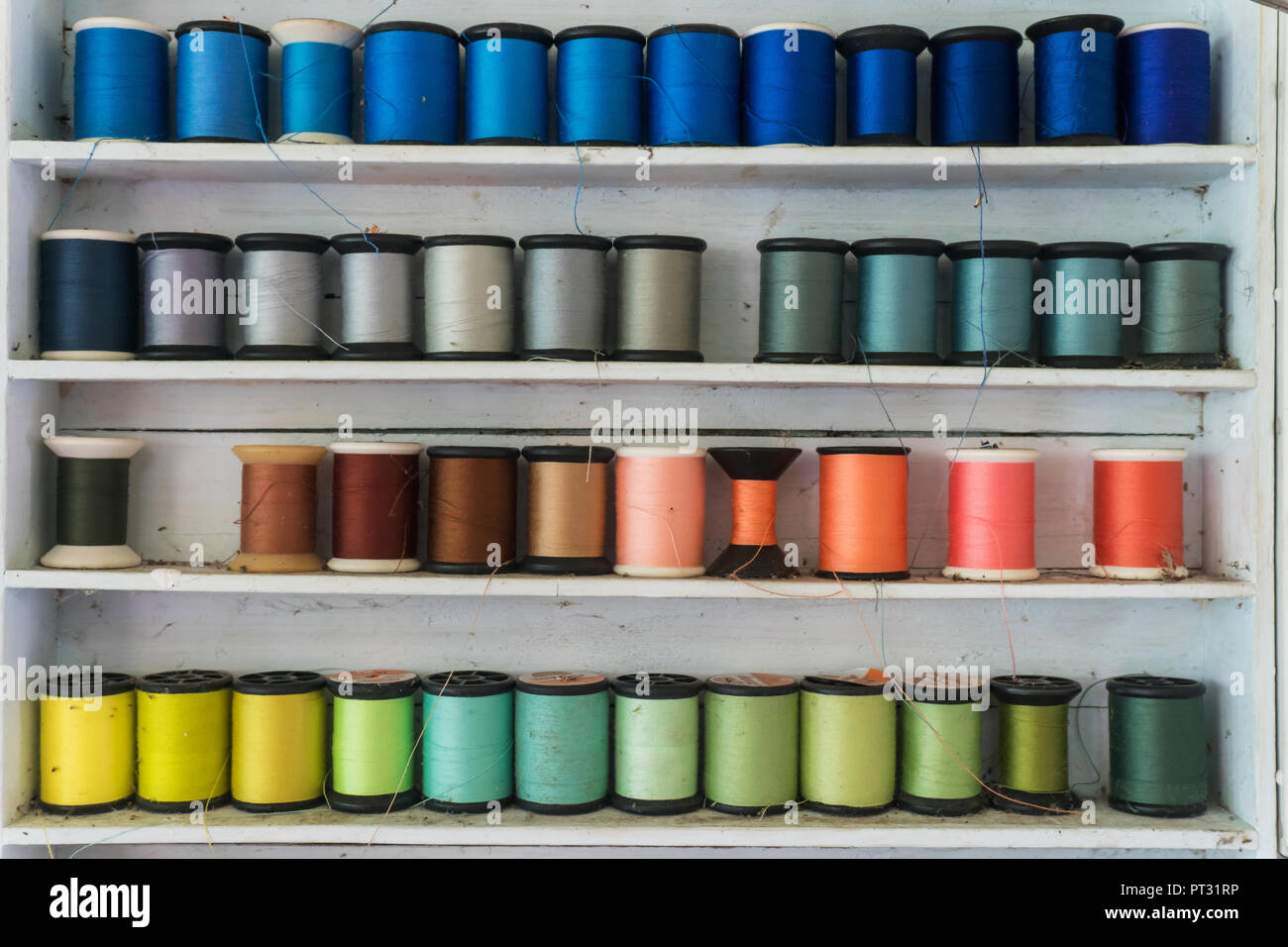 Colorful sewing materials Stock Photo - Alamy