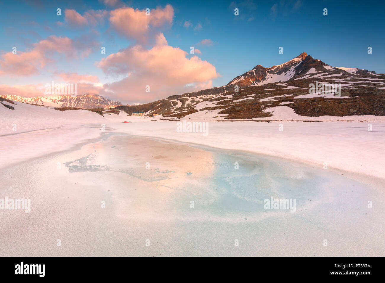Thaw at Gavia pass, Lombardy district, Brescia province, Italy, Stock Photo