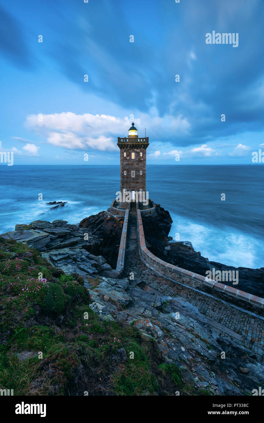 Kermorvan Lighthouse, Le Conquet, Brest, Finistère departement, Bretagne - Brittany, France, Europe Stock Photo