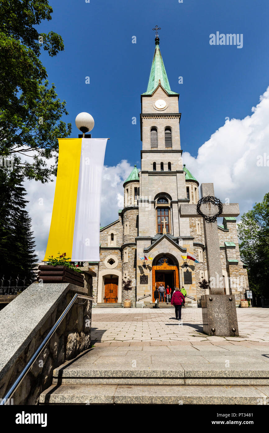 Europe, Poland, Lesser Poland, Zakopane - Krupowki - Church of the Holy Family Stock Photo