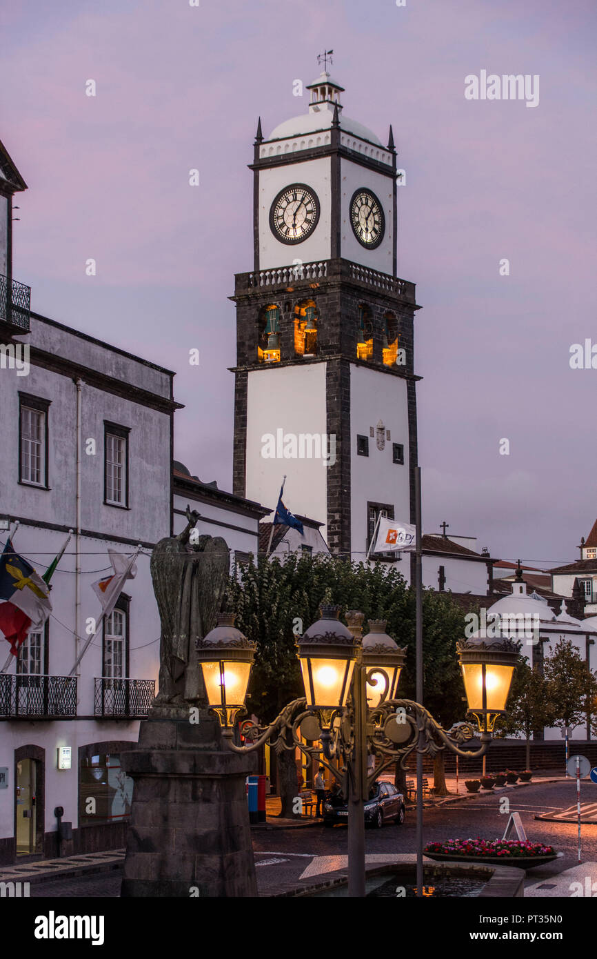 Parish church Ponta Delgada on Azores island São Miguel Stock Photo