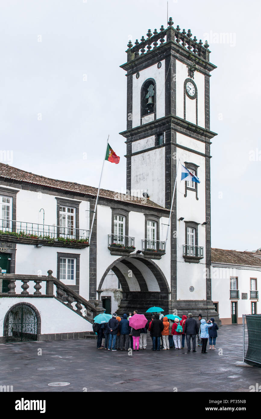 Town Hall of Ribeira Grande on Azores island São Miguel Stock Photo