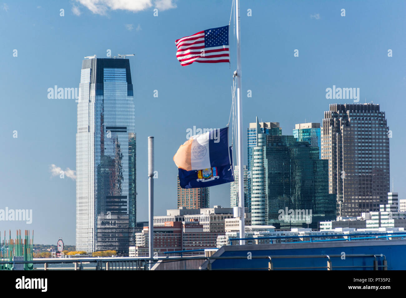 New Jersey City skyline on the Hudson River in the USA Stock Photo