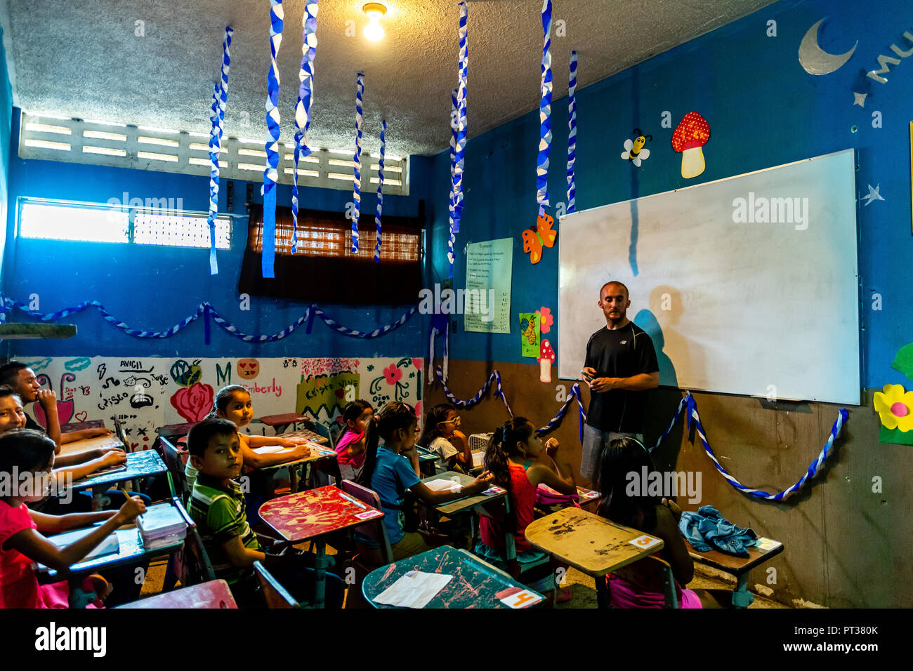 kids in guatemala in class room Stock Photo