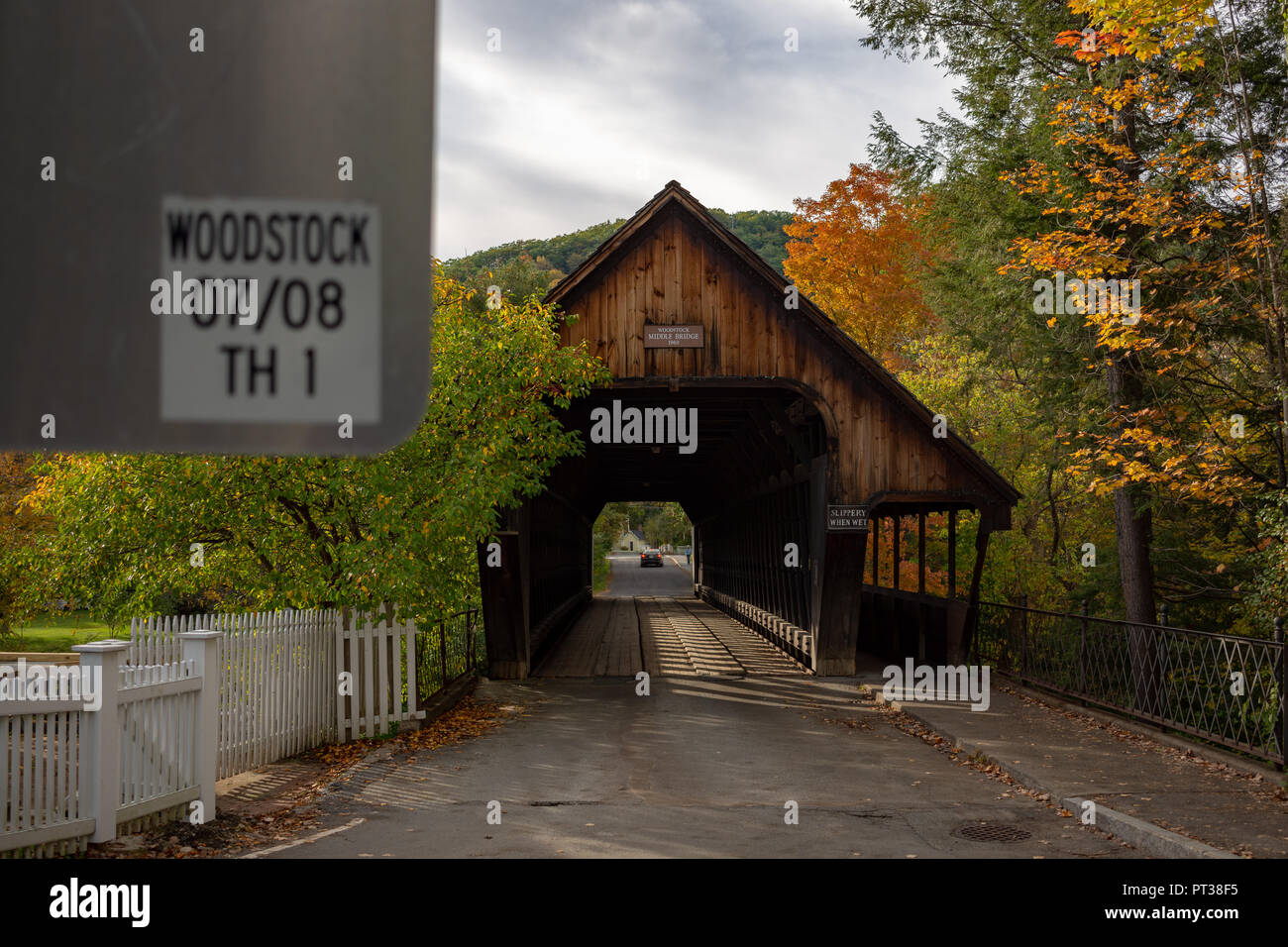 Covered Bridge in Woodstock Vermont Stock Photo