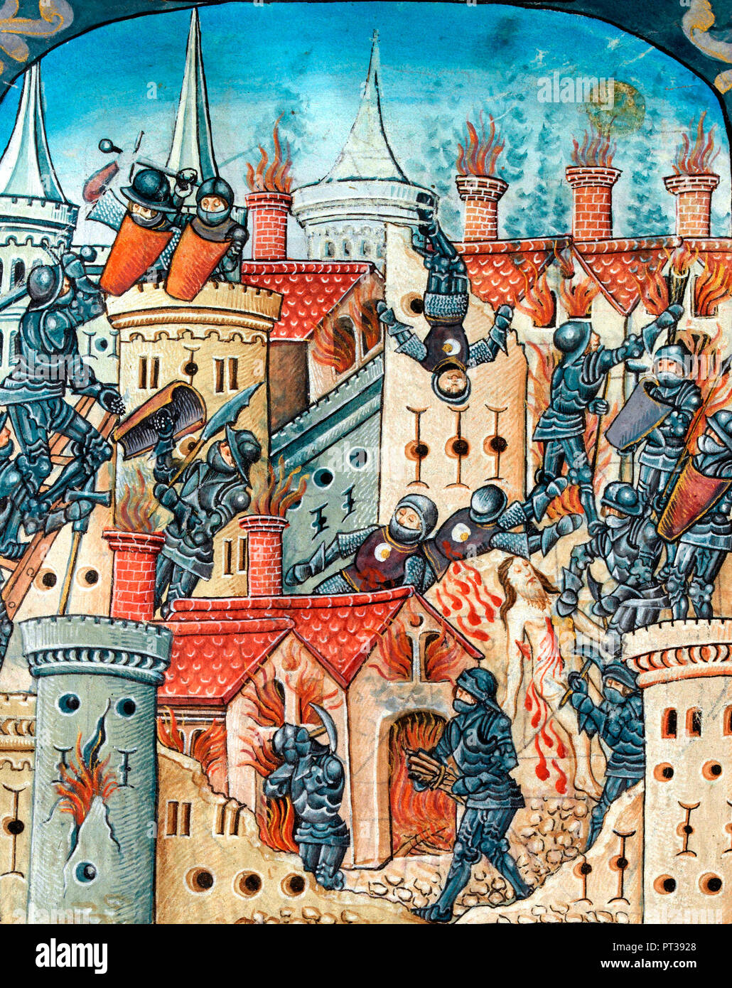 Siege and destruction of Jerusalem, circa 1504 - Vaux Passional Stock Photo