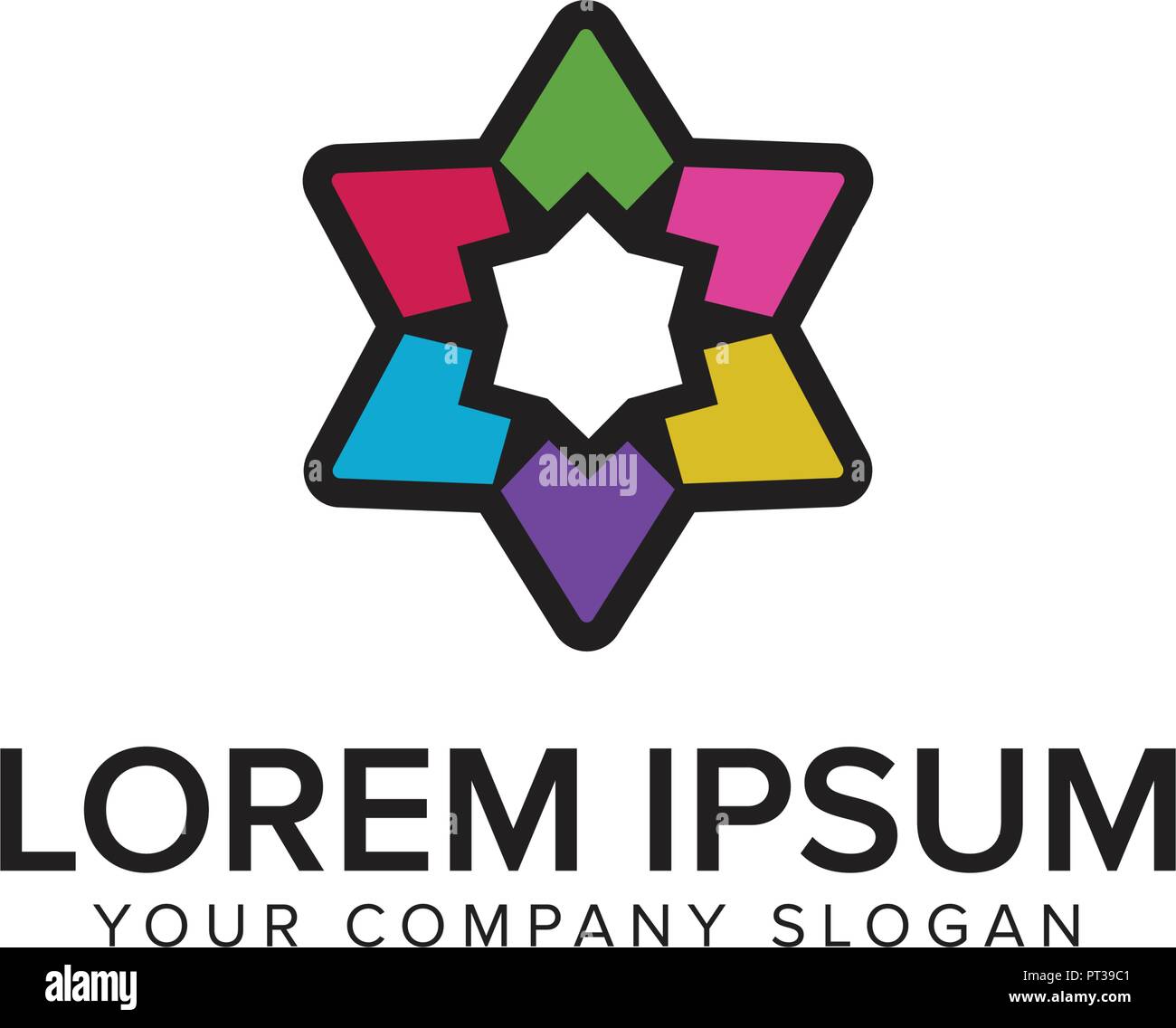 Vector graphic star logo with multicolor design concept template Stock Vector