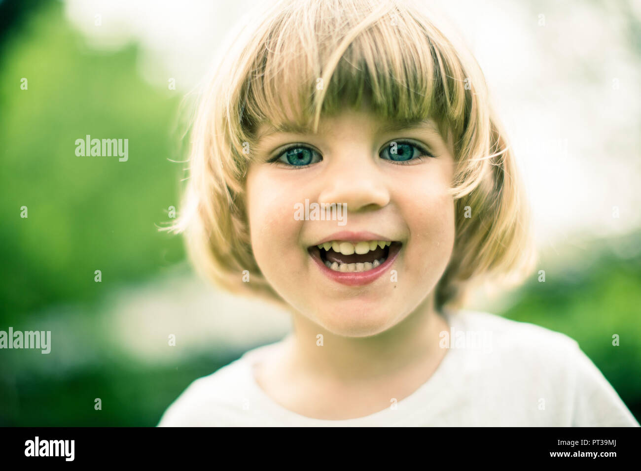 Girl, laughing, facing camera Stock Photo