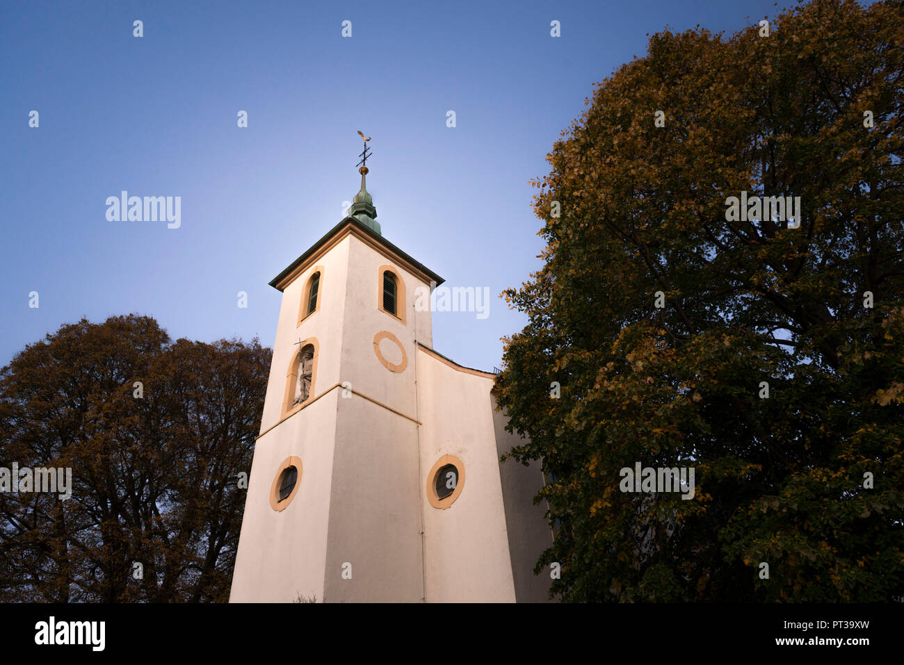 Germany, Baden-Württemberg, Kraichgau, Bruchsal-Untergrombach, Saint Michael's Chapel, baroque pilgrimage church on Michaelsberg Hill, western edge of hilly Kraichgau Region, Stock Photo
