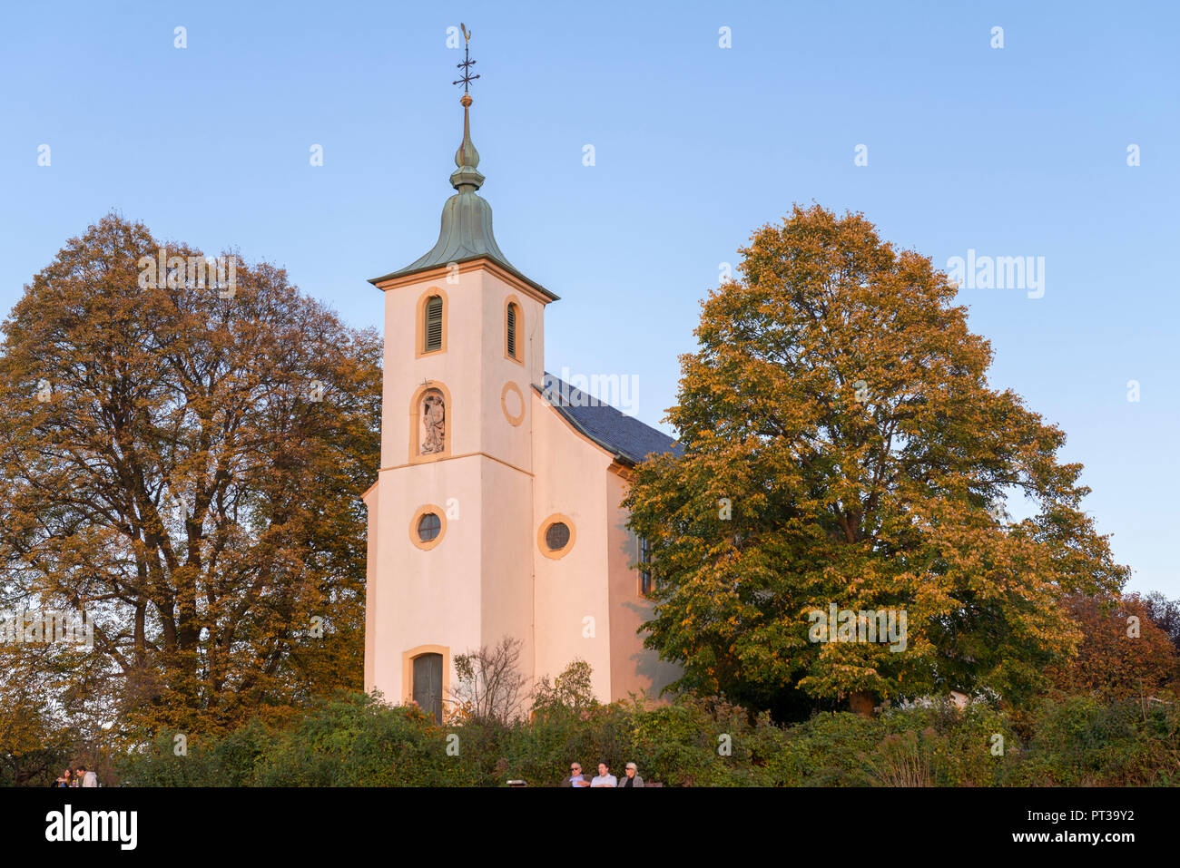 Germany, Baden-Württemberg, Kraichgau, Bruchsal-Untergrombach, Saint Michael's Chapel, baroque pilgrimage church on Michaelsberg Hill, western edge of hilly Kraichgau Region, Stock Photo