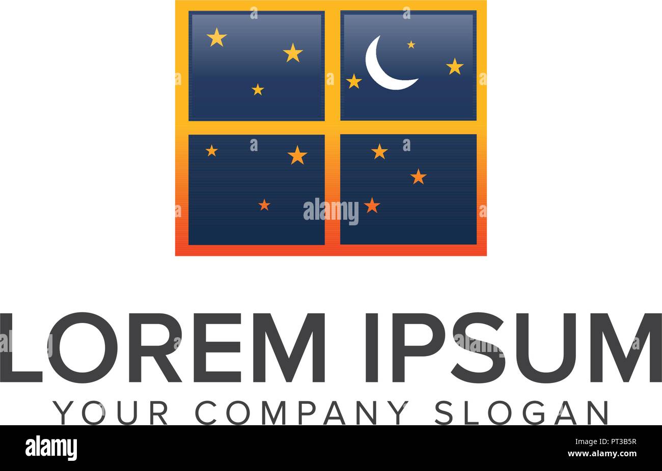 Night dream window logo design concept template Stock Vector