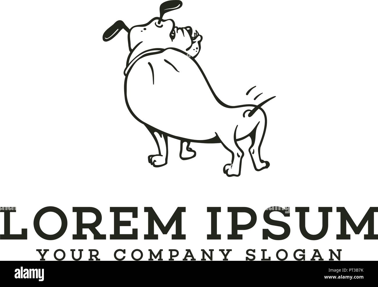 Funny bull dog logo. pet dog logo design concept template Stock Vector