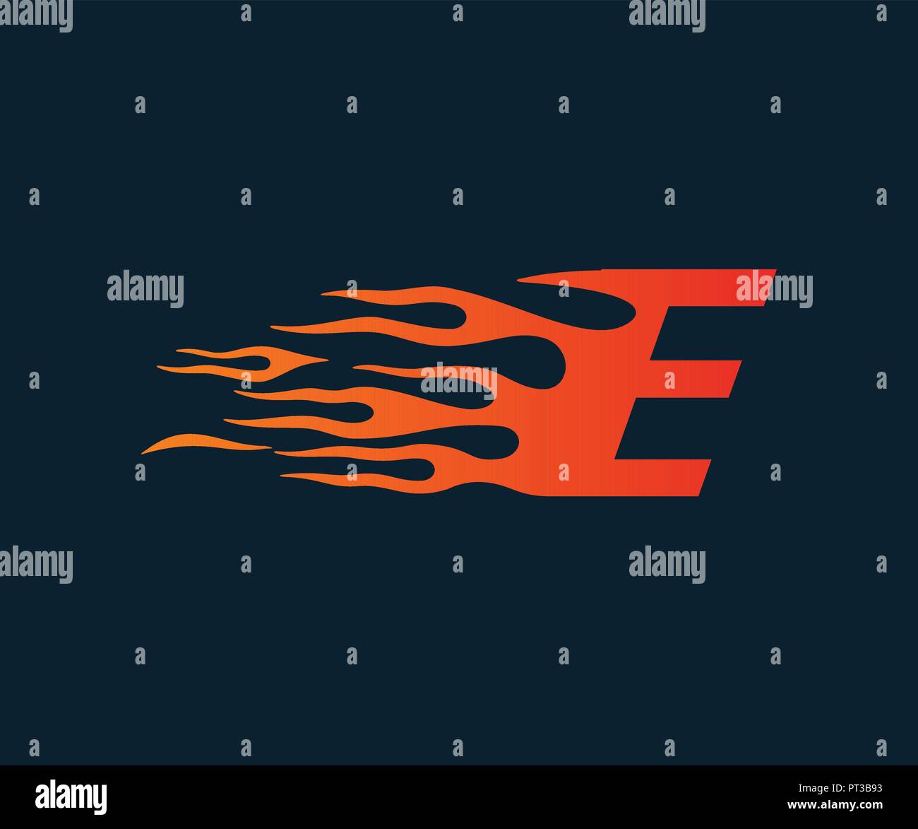 Letter E flame Logo. speed logo design concept template Stock Vector