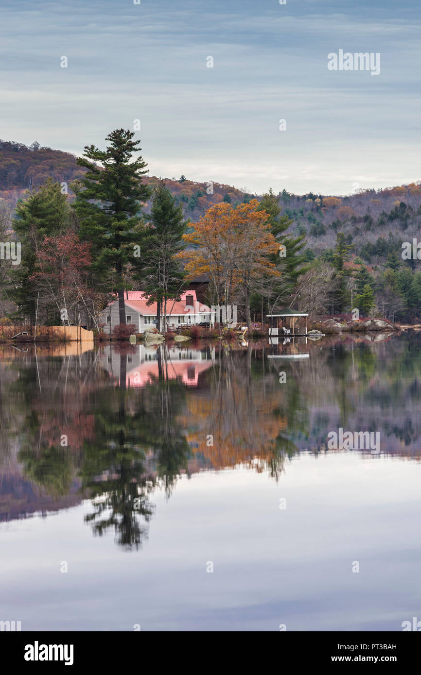 USA, New England, New Hampshire, Mill Village, Island Pond, autumn Stock Photo