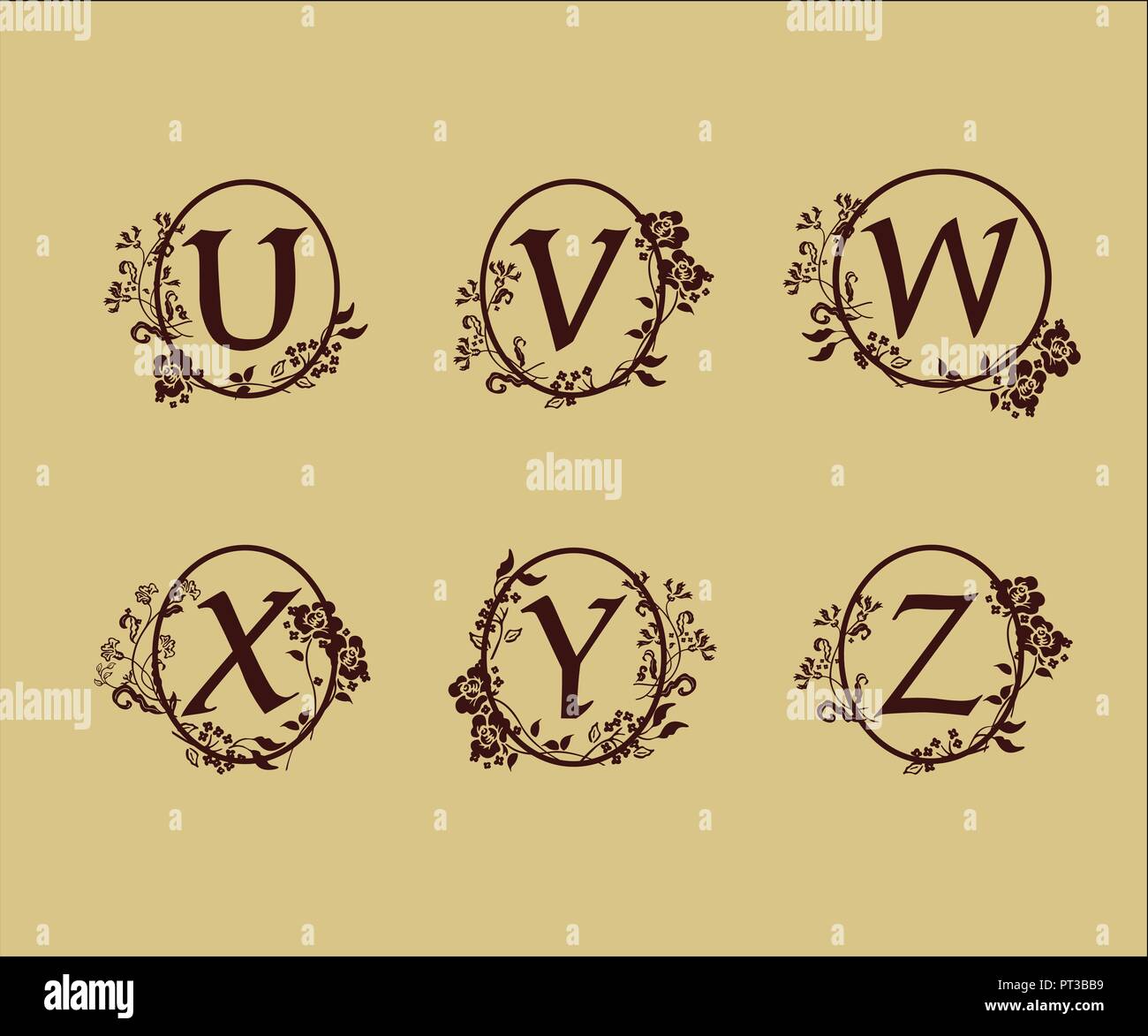 decoration Letter U, V, W, X, Y, Z logo design concept template Stock Vector