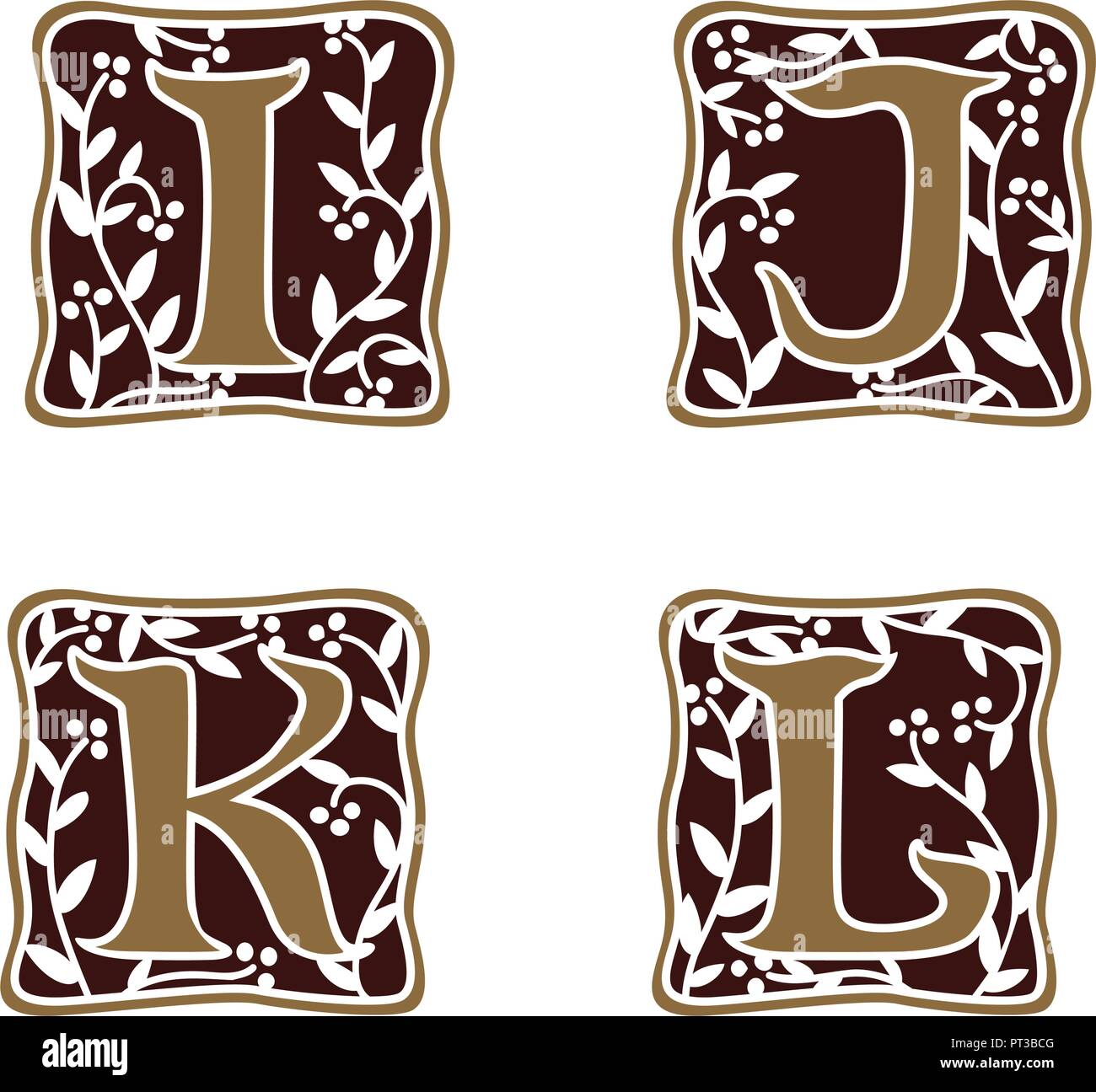decoration Letter I, J, K, L logo design concept template Stock Vector