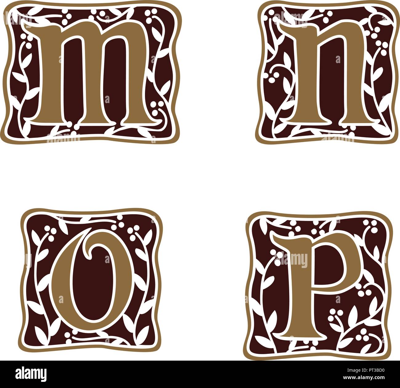 decoration Letter M, N, O, P logo design concept template Stock Vector