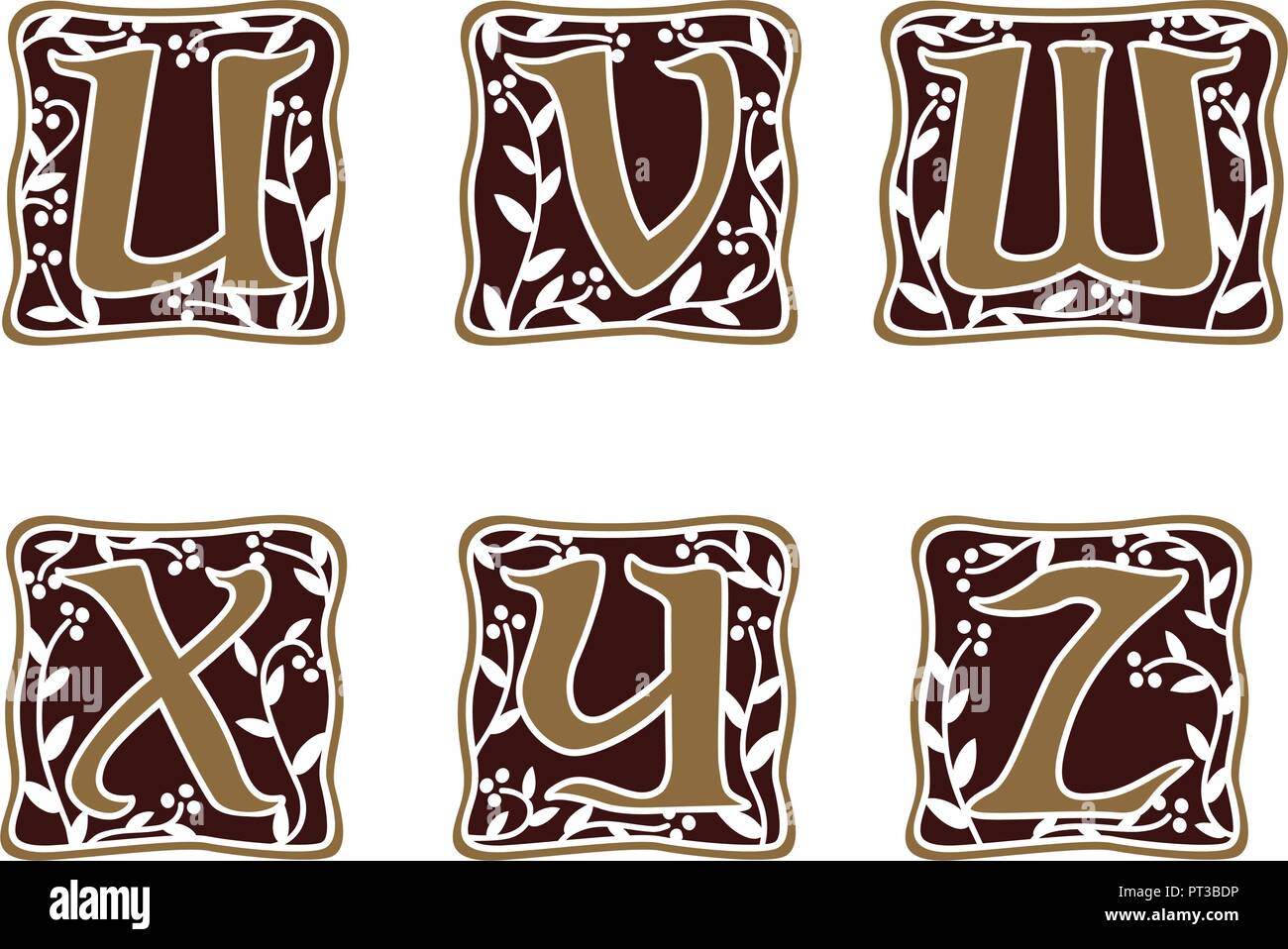 decoration Letter U, V, W, X, Y, Z logo design concept template Stock Vector