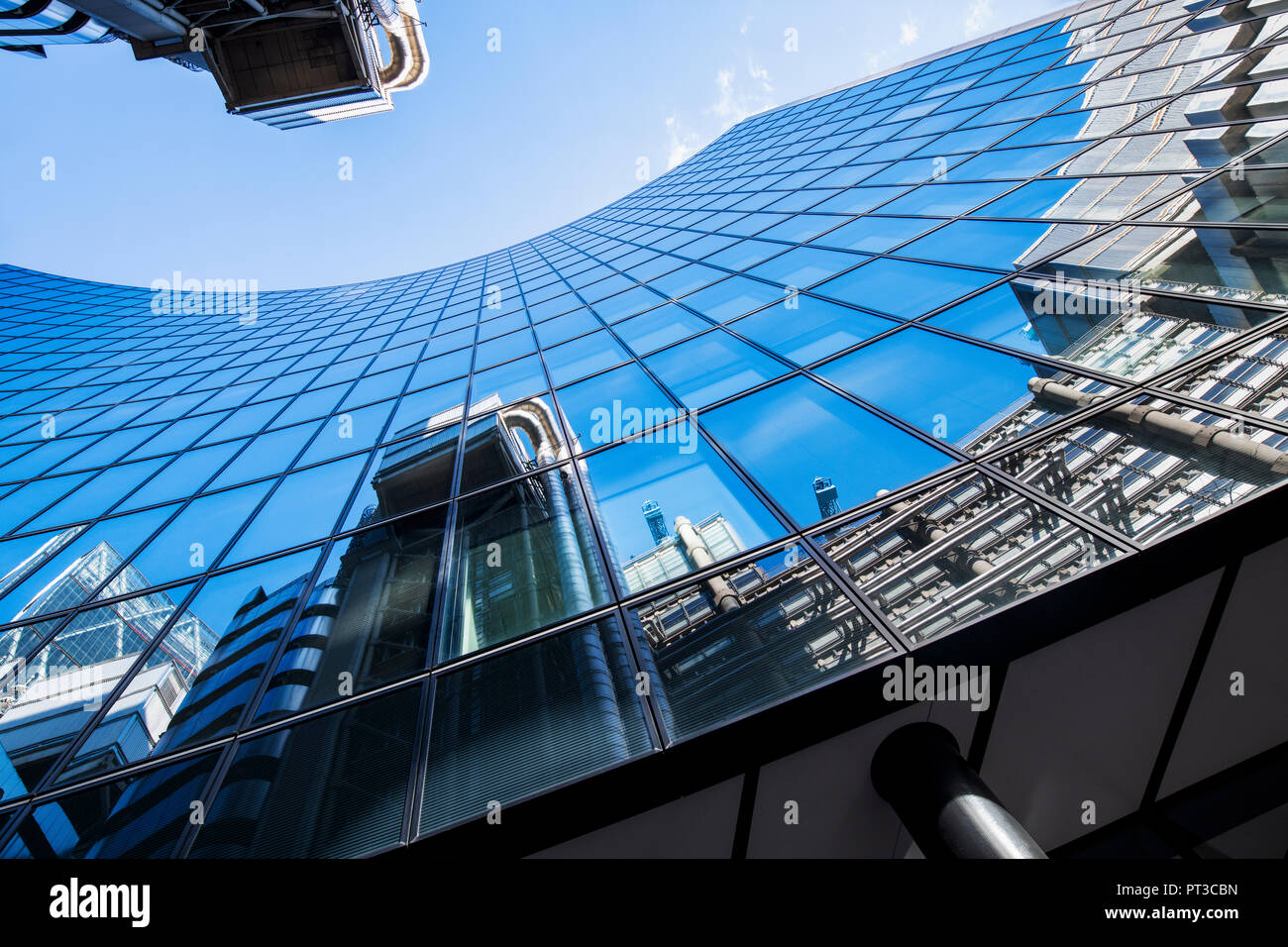 Willis building with Lloyds building reflections abstract. Lime Street. London, England Stock Photo