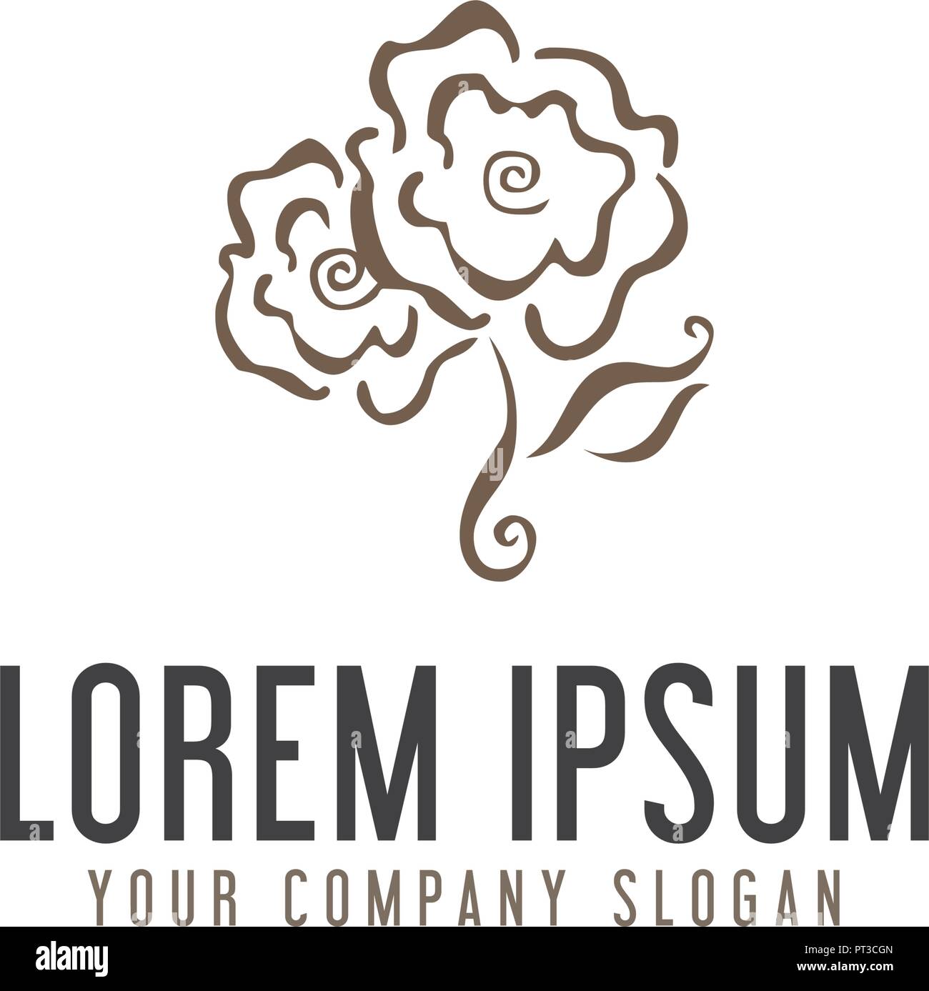 flower logo hand drawn style design concept template Stock Vector Image ...
