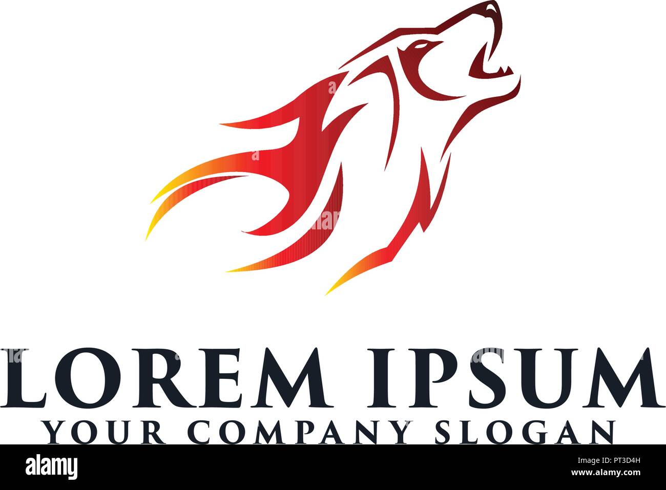 wolf Fire Logo design concept template Stock Vector