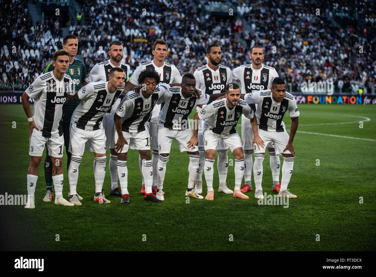 Juventus team during the UEFA Champions 