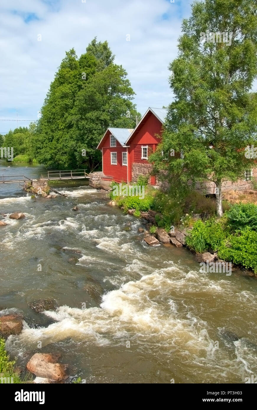 IRJANNE, EURAJOKI, FINLAND - JULY 6, 2013: Part of the museum complex in Irjanne. Faltun mill and sawmill Stock Photo