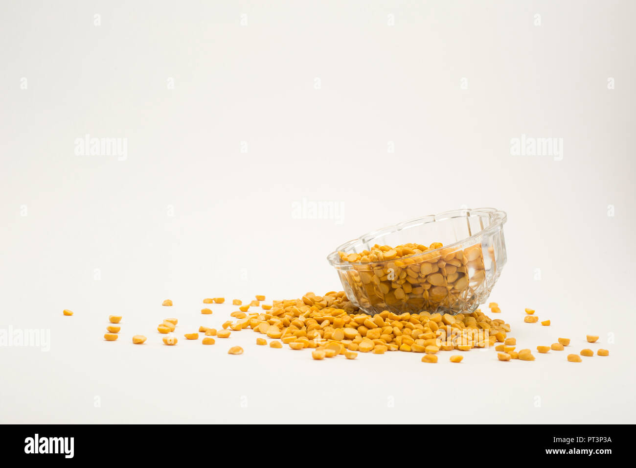 Yellow split peas chana dal isolated on white background Stock Photo