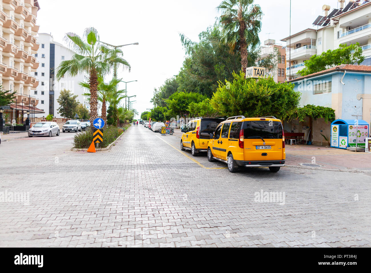 ANTALYA / TURKEY - SEPTEMBER 29, 2018: Turkish Taxi stands on a street in Antalya Stock Photo