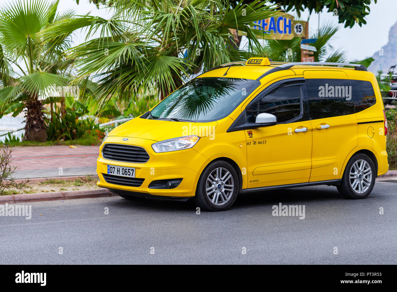 ANTALYA / TURKEY SEPTEMBER 29, 2018 Turkish Taxi stands on a street