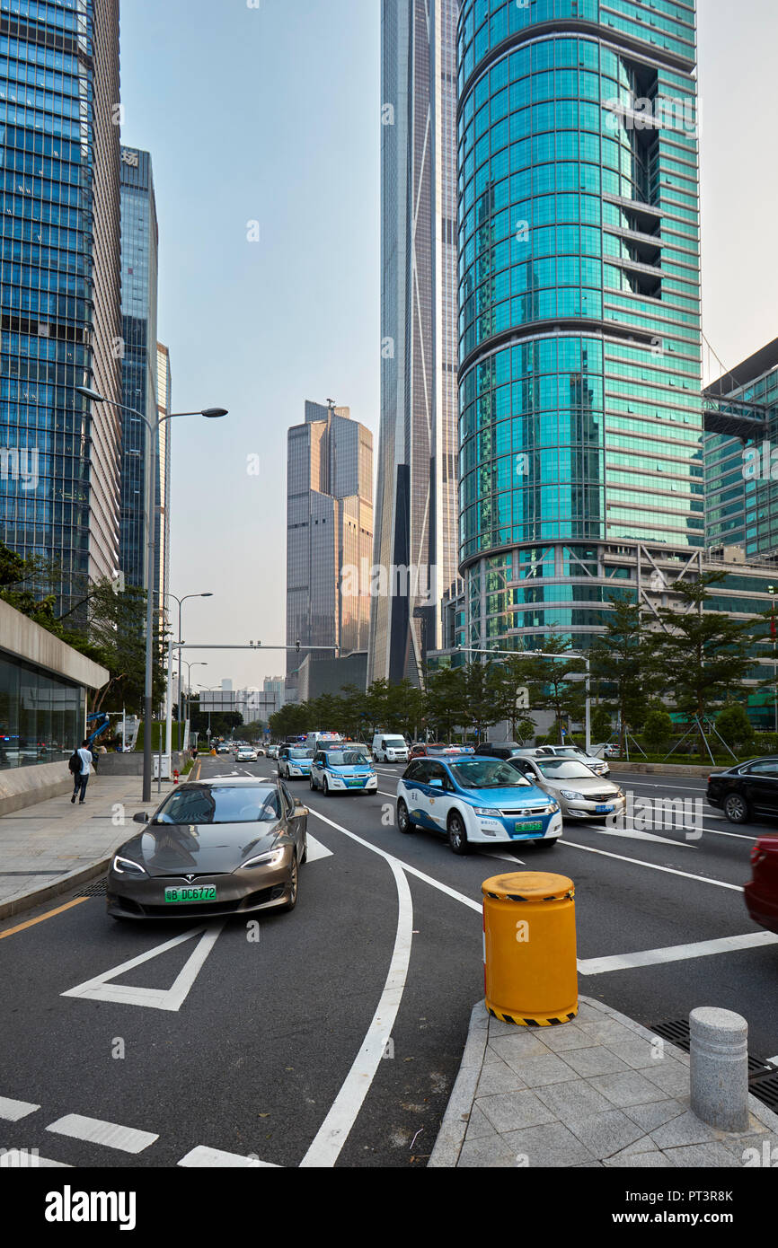 High-rise buildings in Futian Central Business District (CBD). Shenzhen, Guangdong Province, China. Stock Photo