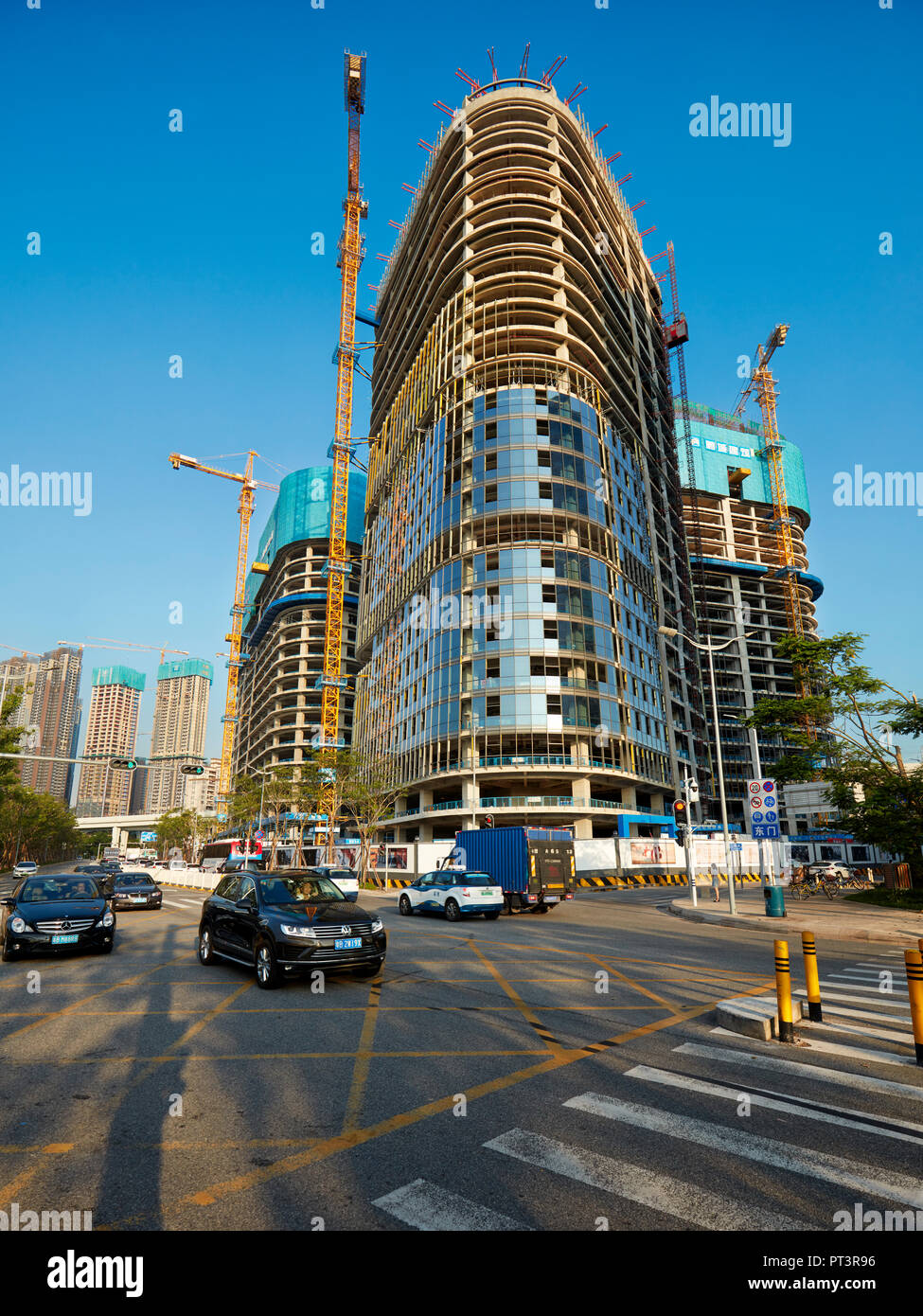 Construction of new high-rise building in Shenzhen city. Guangdong Province, China. Stock Photo