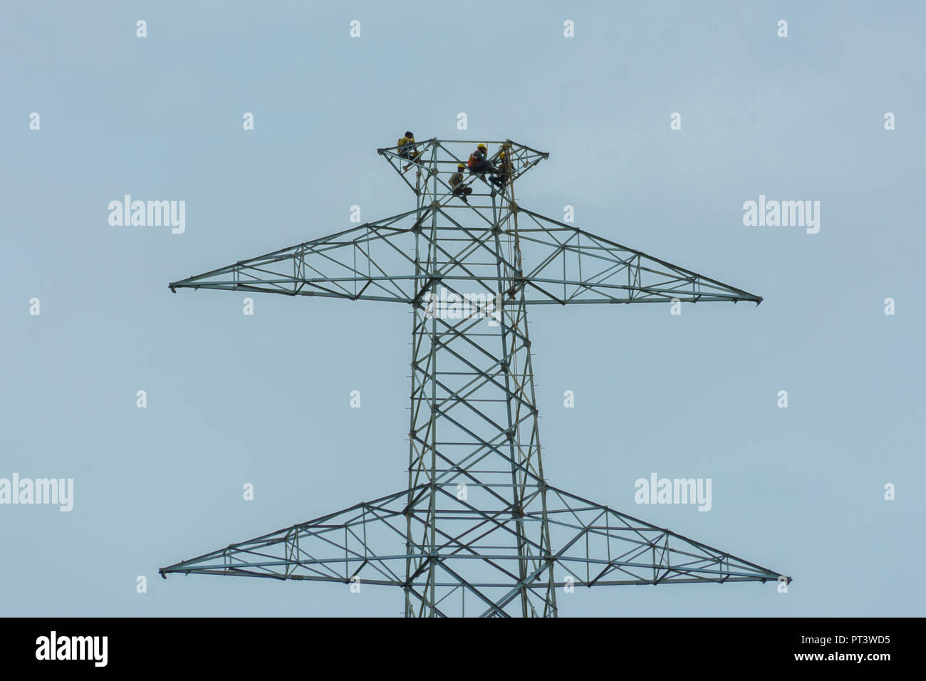 Electric tower work Stock Photo