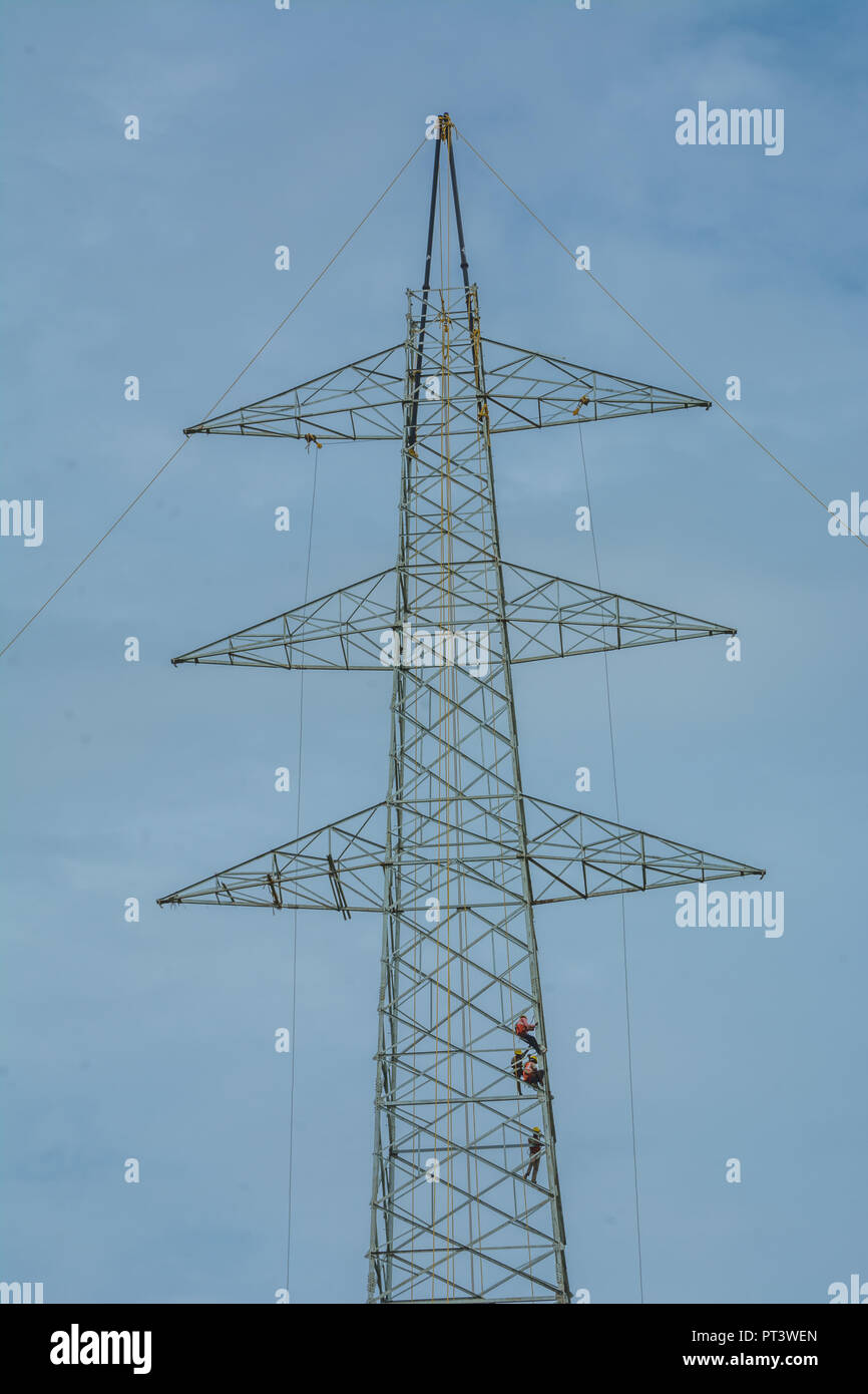 Electric tower work Stock Photo