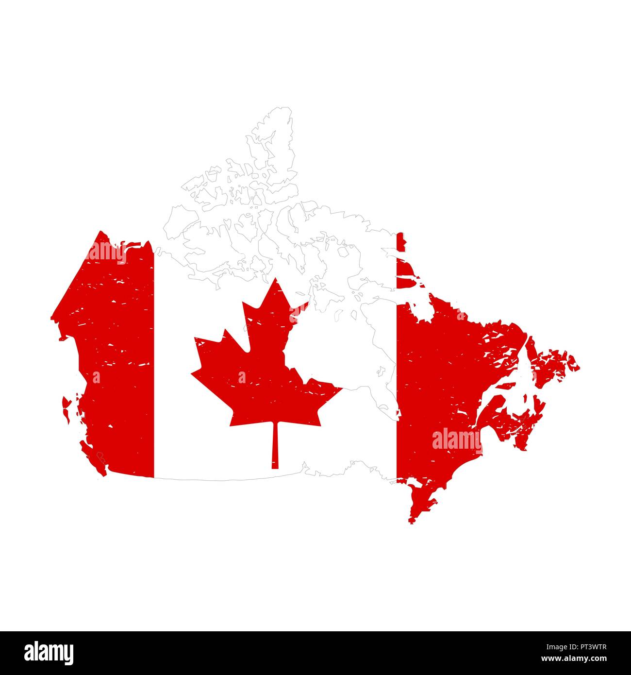 Canada country silhouette with flag on background on white Stock Vector ...