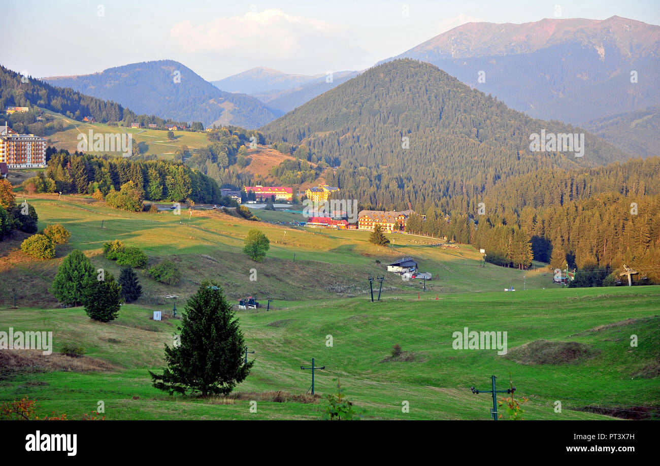 View of Donovaly village and valley on summer, Low Tatras, Slovakia Stock Photo