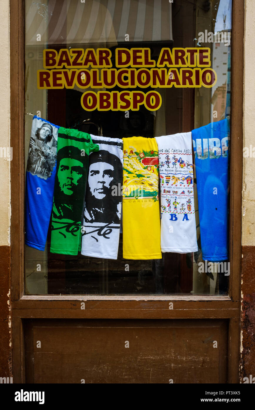 HAVANA, CUBA - CIRCA October 2017: Store front window of a gift shop in Havana Stock Photo