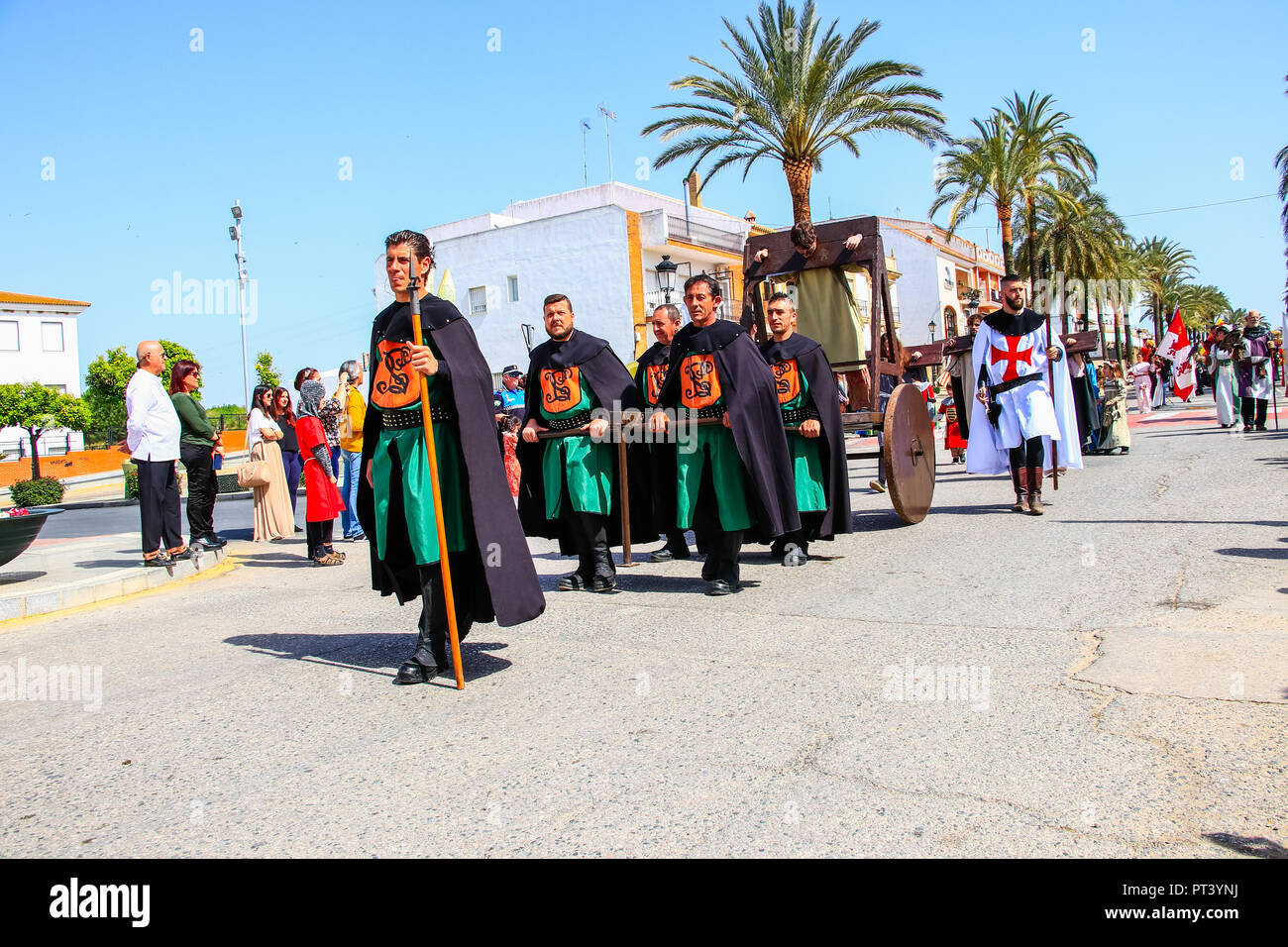 Palos de la Frontera, Huelva, Spain - MARCH 18, 2017: Parade in Discovery's Medieval Fair in a town called Palos de la Frontera Stock Photo