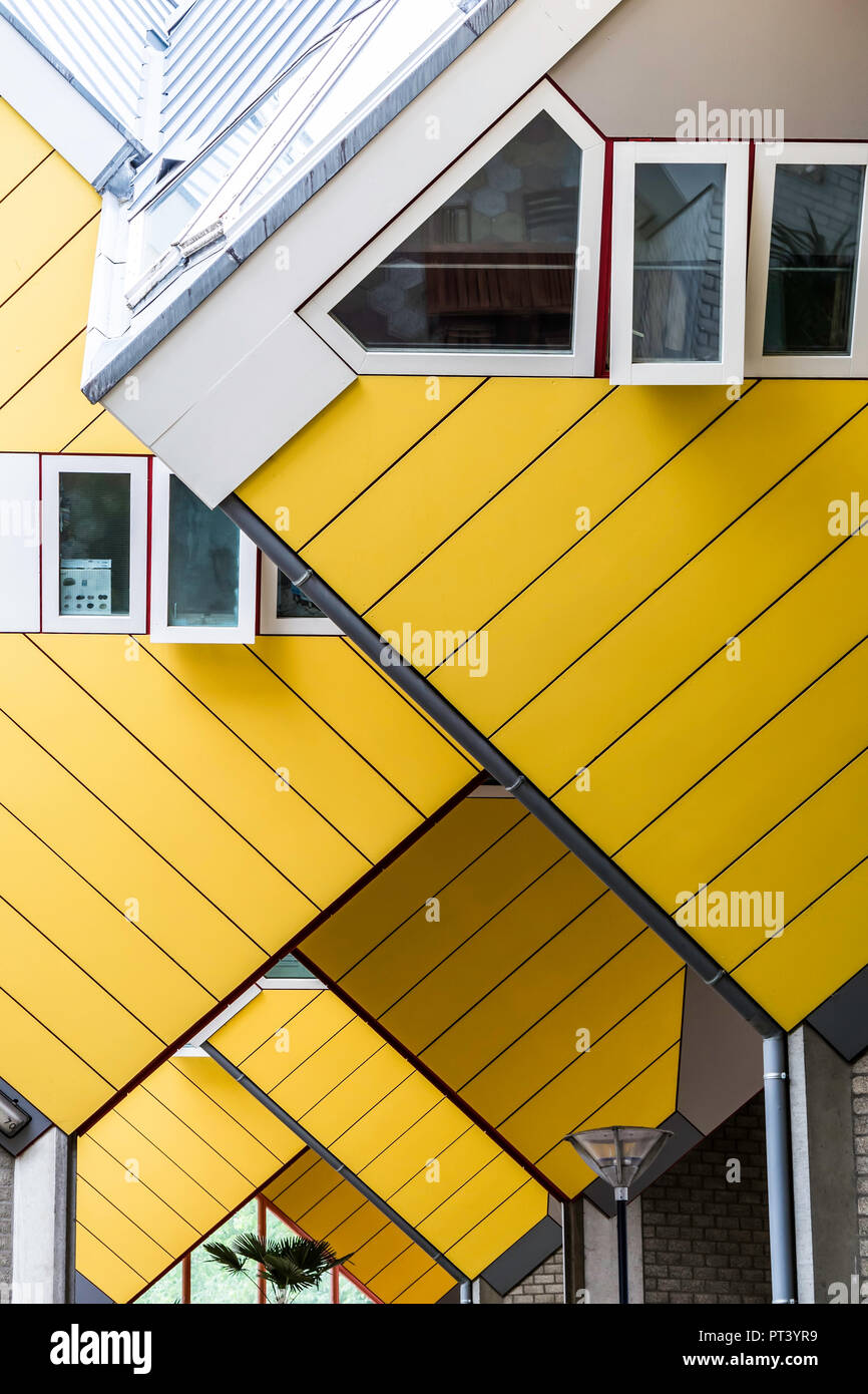 Repeating cube pattern of Cube Houses in Rotterdam, Netherlands. It is a set of innovative houses. Stock Photo