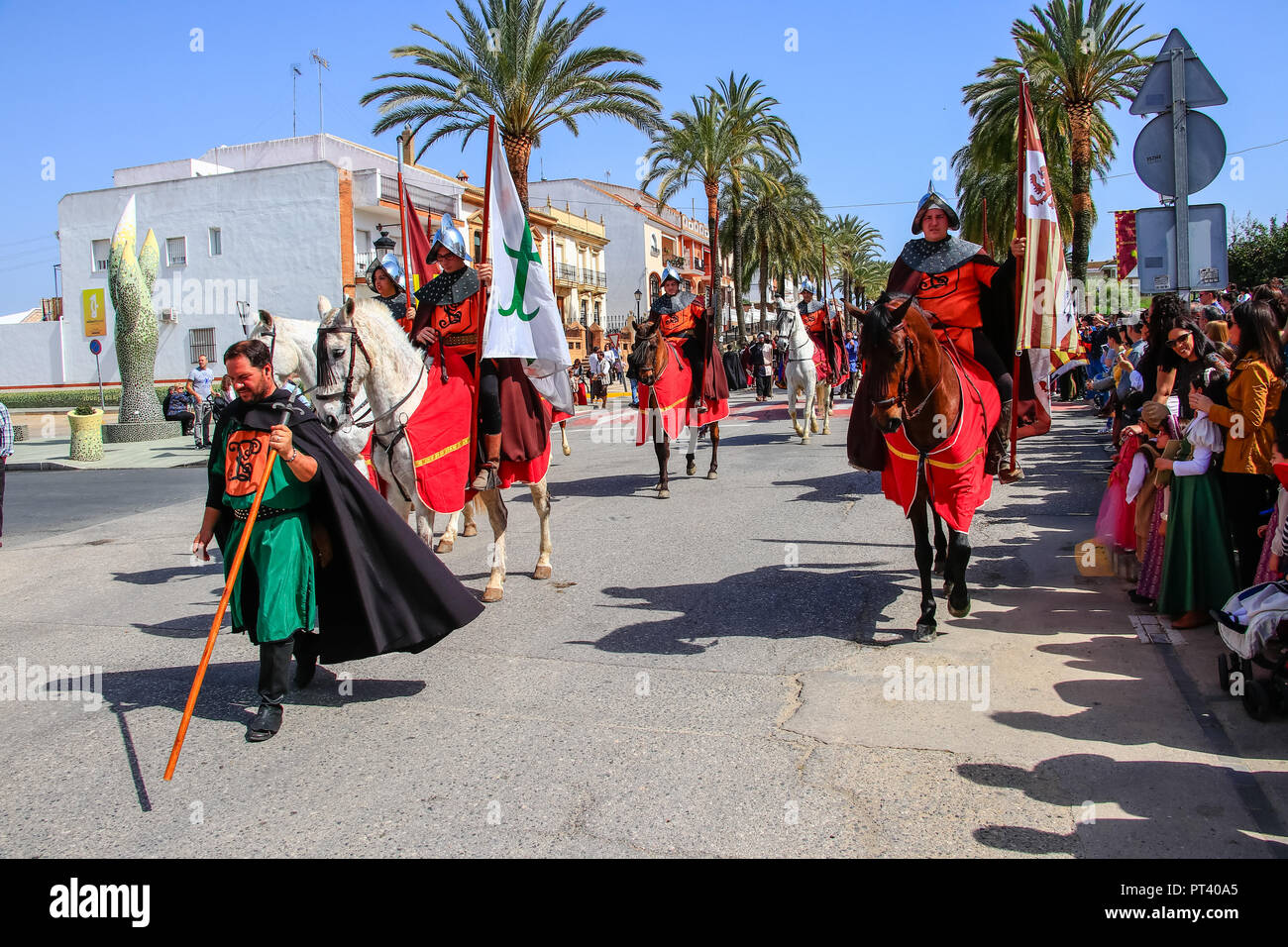 Palos de la Frontera, Huelva, Spain - MARCH 18, 2017: Parade in Discovery's Medieval Fair in a town called Palos de la Frontera Stock Photo