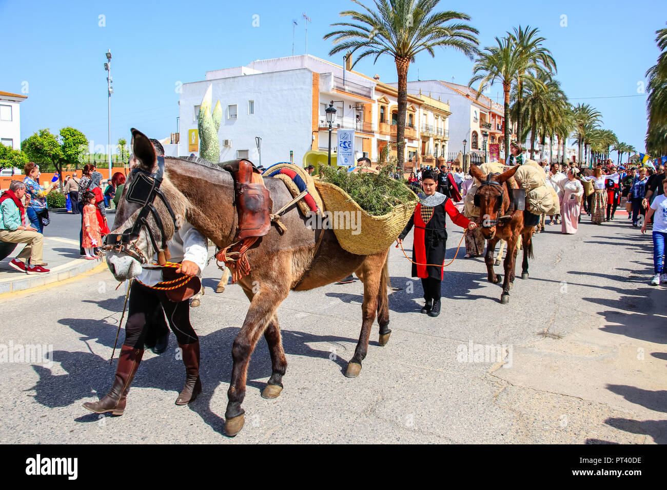 Palos de la Frontera, Huelva, Spain - MARCH 18, 2017: Parade in Discovery's Medieval Fair in a town called Palos de la Frontera Stock Photo