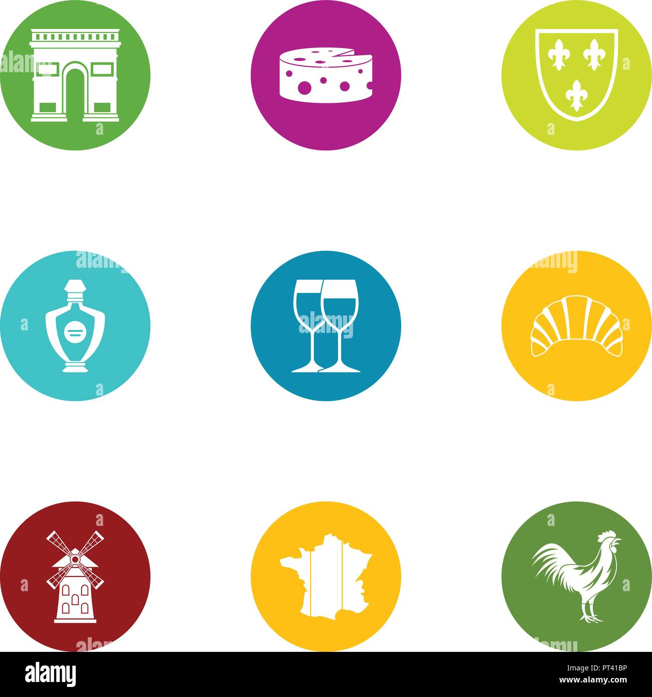 Cheese business icons set, flat style Stock Vector